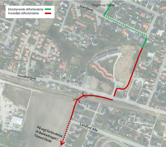 Viser billede af forslag til cykelsti langs med Hundborgvej.